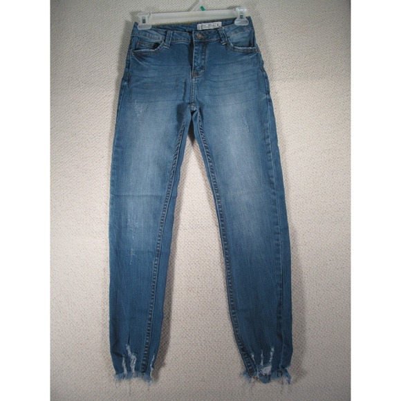 Papaya Womens Denim Jeans Size 3 High Rise Blue Kylie Ankle Skinny Distressed - Picture 1 of 16